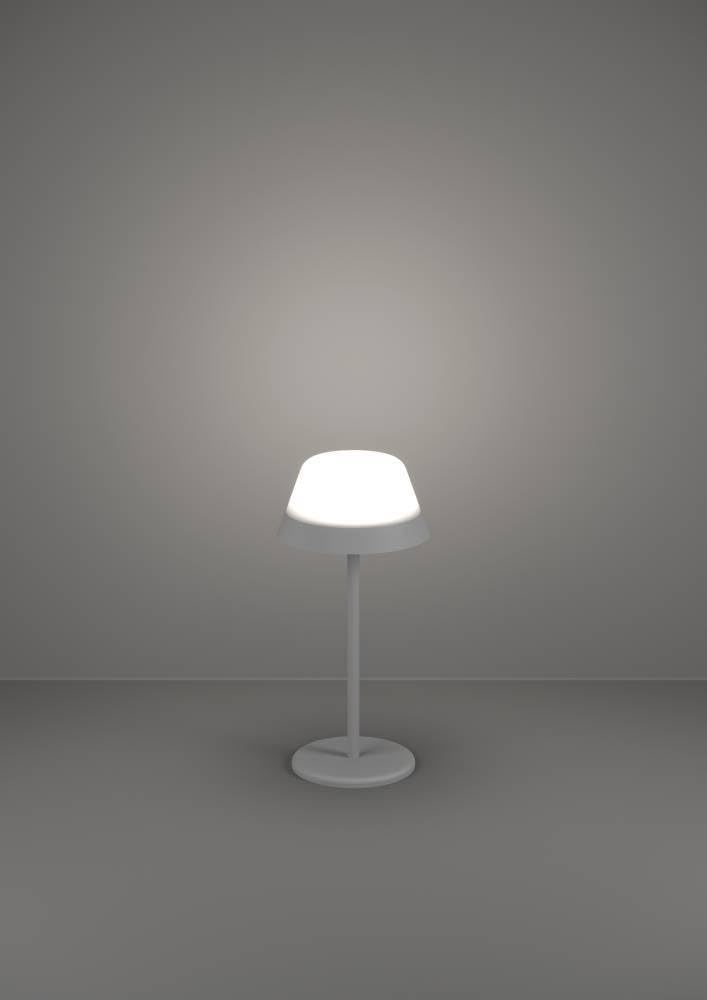Eglo Meggiano lampada da tavolo a LED per esterni, lampada | da campeggio, dimmerabile, con paralume a sospensione, attacco USB, plastica bianca e grigia, luce bianca calda, RGB, IP54