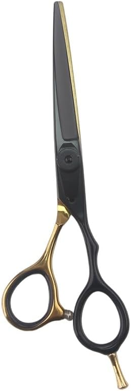 ヘアカットシザー、6インチブラックゴールドサロン9CRステンレススチール理髪ヘアカット間伐シザーヘアカットセット用シザー、