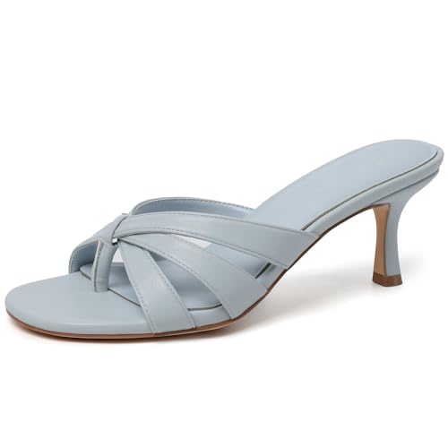 Image of Mostrin Kitten Heels for Women Pointed Toe Vintage Mules Heels Sexy Slip on Stiletto Backless Sandals for Party Wedding Daily
