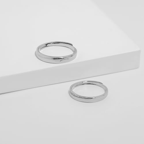 Meissa Alianzas 2 Piezas Anillos Pareja para Hombres y Mujeres 925 Plata Anillos de Boda Alianza Ajustable Anillo de Promesa Anillos Pareja Juego (Juego de Dos Anillos) - imagen 2