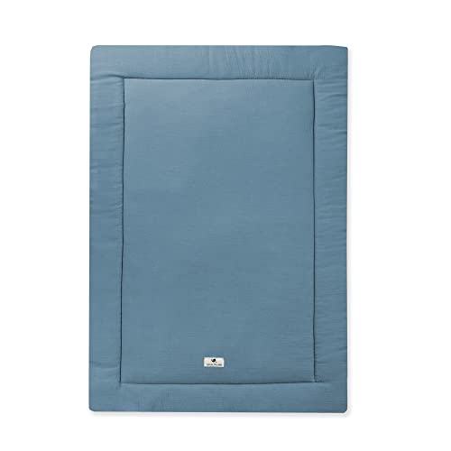 Julius Zöllner Musselin Krabbeldecke| Gr. 95x135 cm | Made in Germany | 100% Baumwollmusselin| OEKO-TEX® STANDARD 100 | Blau