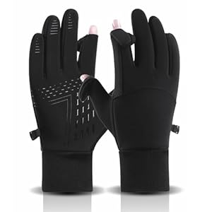 Winter Gloves Windproof Waterproof – 2-in-1 Fingerless/Mittens Convertible, Thermal Touchscreen Gloves for Cycling Running Driving Fishing, Unisex Cold Weather Gear