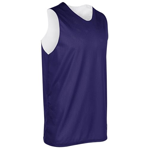 CHAMPRO Unisex-Youth Zone Reversible Basketball Jersey, Purple, White, Large