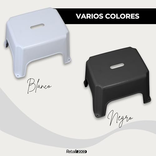 Miniatura 7 de Techzoco Taburete De Plástico, Taburete Ligero Apilable, Banqueta Multiusos, Escalon Multiusos, Diseño Bajo, Soporta Hasta 150kg, 28 Cm Altura X 35 Cm Ancho, Color Negro