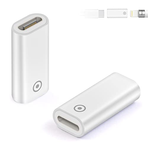 Duttek Adaptador de iluminación a USB C, (2 unidades, blanco) adaptador Lightning a USB C hembra para Apple Pencil cargador de 1ª generación, compatible con dispositivos i-OS para cable USB C Cover