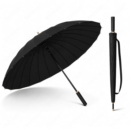 Image of Extra Large 24 Ribs Golf Umbrella - Automatic Open Long Handle, Heavy Duty Windproof Double Canopy, Waterproof & UV Protection Stick Umbrella for Men & Women 1pc