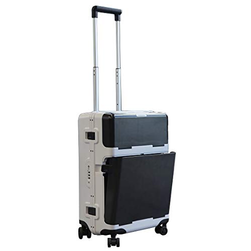 BARMES Design CarryOn Luggage, Quality Material, Practical Features, Easy Access Compartments, Professional Modern Look (BLACK-WHITE)