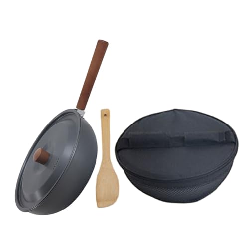 KONTONTY Camping Cooking Pot Aluminum Alloy Skillet Portable Camping Kitchen Set Deep Fryer Pot Fried Egg Pan Milk Warmer for Outdoor Cooking