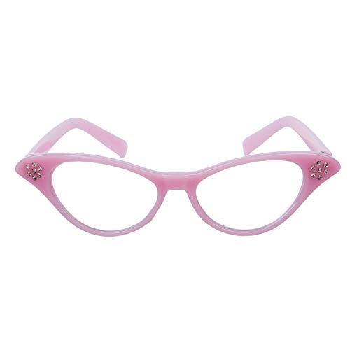Générique Rose Grease Damas Rock and Roll Disfraces Gafas, Rosa Halloween Party Cosplay Accesorios