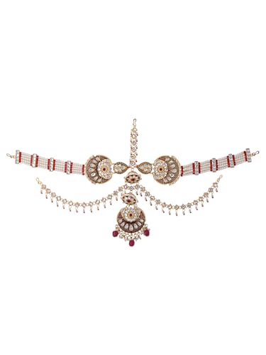 Yellow Chimes Maangtikka Daamini for Women Gold Plated Kundan Studded Meenakari Touch Multilayer White Beads Chain Designed Daamini Maangtikka for Women and Girls (B0CZ9HFNC4) Amazon Price History, Amazon Price Tracker