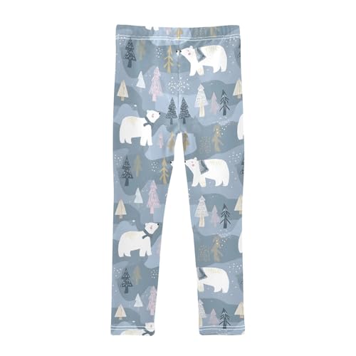 Girls' Athletic Leggings Ankle Length Yoga Dance Pants Kids Teen 4T Polar Bear Tree2