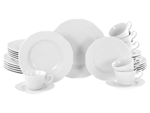 CreaTable, 24591, Serie Arianne, 30-teiliges Geschirrset für 6 Personen, Kombiservice aus Porzellan, spülmaschinen- und mikrowellengeeignet, Made in Europe