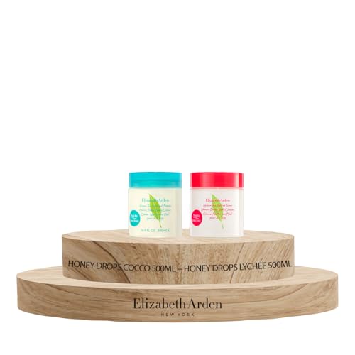 Elizabeth Arden - Green Tea Honey Drops, Crema Corpo, con Aroma di Cocco ed Estratto di Tè Verde 500 ml + Green Tea Lychee Lime Honey Drops - Crema Corpo Idratante, Aroma Fruttata, Agrumata 500ml
