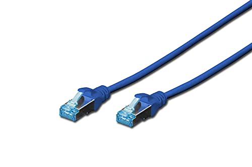 DIGITUS Câble LAN Cat 5e - 5m - RJ45 Câble réseau - SF/UTP Blindé - Compatible Cat-6 & Cat-6A - Bleu