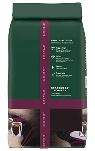 Image of Starbucks Ground Coffee, Espresso Roast, Dark Roast Coffee with Notes of Rich Molasses & Caramel, Ground 100% Arabica Coffee, 12-Ounce Bag (Pack of 3)