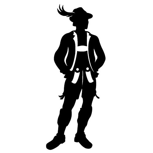 WC-Schild, Toilettenschild „Bayrisch mit Lederhose“ selbstklebend, Herren, Schwarz, M