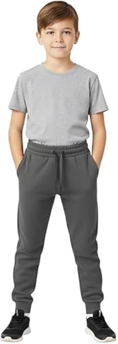 ITRAT Boys Girls School Jog Pants Kids Sports Fleece PE Joggers Trouser Jogging Tracksuit Bottoms Kids Sport Gym wear Casual Trouser 5-14 Years (7-8 Charcoal)