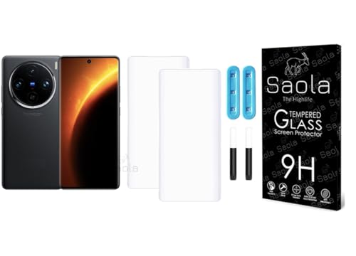 Image of Saola 2-Pack UV Curved Tempered Glass for Vivo X100 Pro | 9H Hardness | Edge-to-Edge Full Screen Coverage | UV Light Installation | Scratch Resistant | Case Friendly Screen Protector. (6.78 Inches)