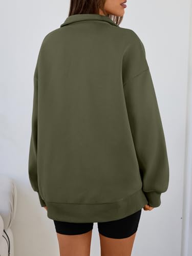 Image of Trendy Queen Women's Oversized Sweatshirts Half Quarter Zip Fleece Sweaters | Soft Cozy Zip Pullover, Comfort Warm Sweaters for Fall Winter, Fashion Mock Neck Outfits