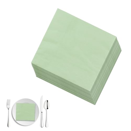 Luckwaii Servilletas Papel Verde Salvia 100 Piezas Servilletas Desechables Decoradas Suave Servilleta Cocktail Fiesta Cumpleaños 33x33cm Sage Green Napkins para Cumpleaños Boda Picnic Navidad Fiestas