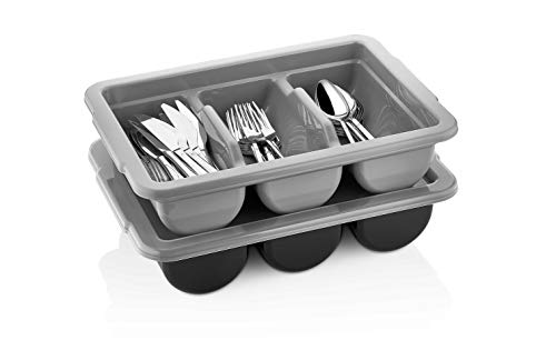 Besteckkasten leer inklusive Abdeckhaube - 3 Fächer - aus robustem Kunststoff - Gastro (3 Fächer)