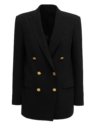Drkobr Women's Double Breasted Blazer Business Work Office Lady Tailored
