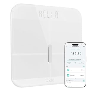 Wyze Smart Scale X – Digital Bathroom Scale for Body Weight, BMI, Body Fat, Muscle Mass, Heart Rate Monitor | ITO Glass & LED Backlight | Batteries Included, 400 lbs (White)