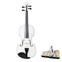 4/4 Acoustic Violin Set,Beginner Violin Vintage Solid Wood Violin Starter Kit with Carrying Case,Bow and Rosin White