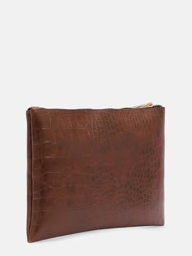 Image of Bagsy Malone Bucket Shaped Tote Bag -Set of 2 | Handcrafted Side Tote Bag for Office and College (Croco Brown)