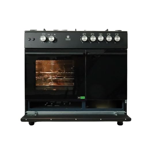 Gasline GAG90GPXFL-B Schwarz Gas Standherd mit Flaschenschrank Umluft Hähnchenspieß 71 Liter wok 4,8 kw 90cm Propan 50Mbar – Bild 5
