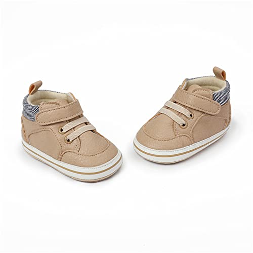Image of SOFMUO Baby Boys Girls High Top Ankle PU Leather Sneakers Soft Rubber Sole Infant Moccasins Newborn Oxford Loafers Anti-Slip Toddler Wedding Uniform Dress Shoes