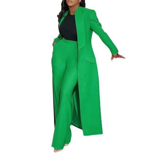 Two Piece Sets for Women Business Casual Long Blazer Jackets High Waisted Straight Leg Pants Suits Set