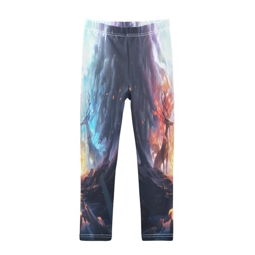 Bolaz Toddler Girls Leggings Printed Yoga Pants Leggings Red Blue Deer for Kids