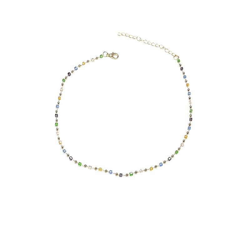 ftk Color Crystal Beaded Necklace | Simple Chain Design for Women & Girls-picture-14