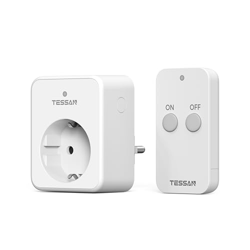 TESSAN Presa con Telecomando 30,5M, 3600W Presa Telecomandata con Interruttore, Wireless Interruttore Spine per Elettrodomestici, Bianco
