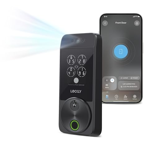 Lockly Visage Zeno Series Smart Lock, Facial Recognition & Fingerprint Keyless Entry Door Lock, Built-in Wi-Fi Deadbolt with Apple Home Key, PIN Genie Keypad, App Remote Control (Matte Black) by Lockly - Used condition - US$317.82