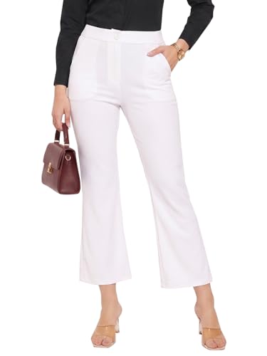 Image of Vogaan Women High Rise High Waist Trousers Flared Korean Style Formal Pants| Elegant Workwear for Office, College & Events