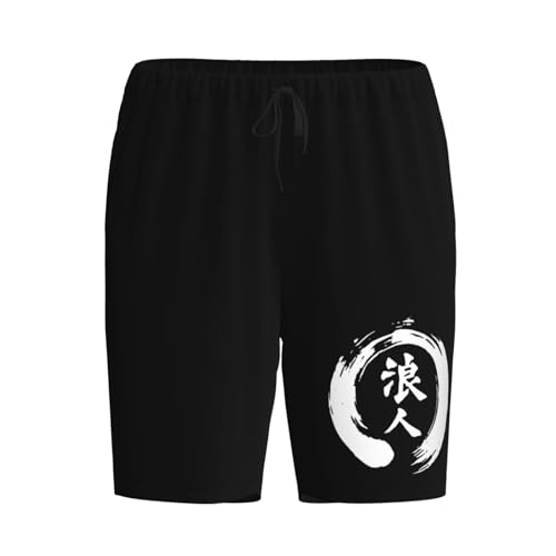 Japanese Kanji Character Ronin Pajama Shorts for Men, Men's Pajama Bottoms, Sleepwear for Summer2