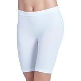 Jockey Women's Shapewear Skimmies Seamfree Ultralight Smoothing No-Chafe Slipshort, White, M