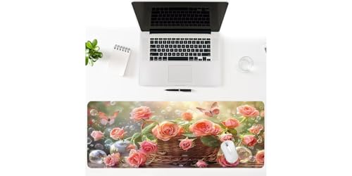 Tapis de souris XXL 1000x500mm imprimé fleurs pour le bureau - 3