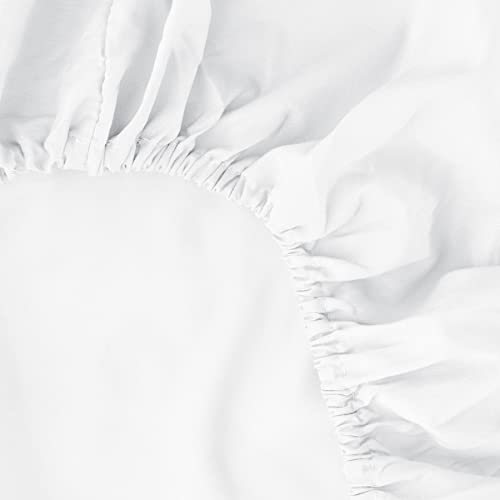 Image of Ghooss Fitted Sheet White-Full Size Fitted Sheet Only-Fitted Deep Pocket Sheet-Soft Wrinkle Free Sheet-1 Pack(White,Full)