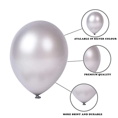 Image of Party Propz Silver Balloons for Decoration - 10Pcs Set with Foil Star Balloons for Decoration, Confetti, Metallic Balloons