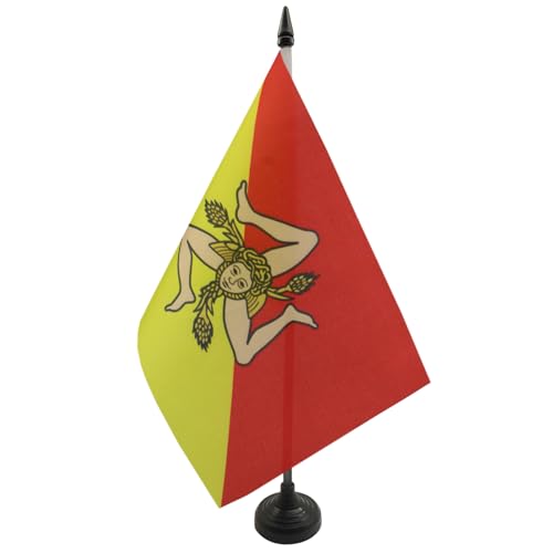 AZ FLAG - Tischflagge Sizilien - 21x14 cm - Sizilien Tischfahne 14 x 21 cm - Flaggen