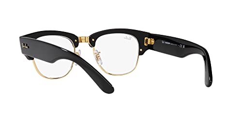 Image of Ray-Ban Unisex RB0316S Mega Clubmaster Square Sunglasses, Black on Gold /Transition Clear to Sapphire, 53 mm