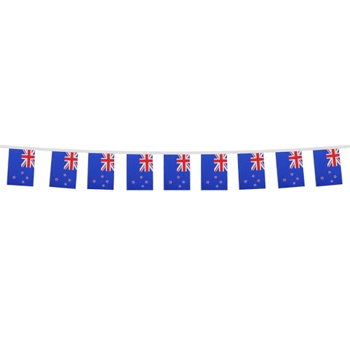 Image of AZ FLAG New Zealand 6 meters BUNTING Flag 20 flags 9'' x 6'' - New Zeleander -Kiwi STRING flags 15 x 21 cm