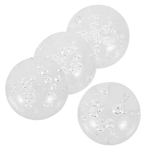Mobestech 4pcs Handmade Crystal Glass Balls for DIY Fountain Decor Sturdy and Lightweight Ornaments for Home Office and Aquarium Decoration