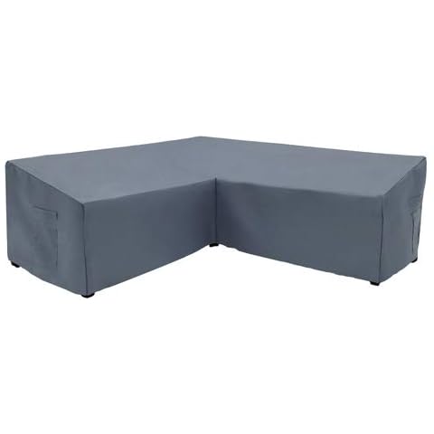Yolaka Garden Furniture Corner Sofa Set Cover Outdoor V Shaped Grey 254x254 cm Waterproof Cover