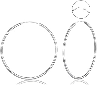 EXGOX Big Gold Hoop Earrings for Women,2mm Sterling Silver Circle Endless Thin Hoop Polished Hypoallergenic Large Gold Hoops Earrings Set Oversize Earrings for Women Girls 14/20/30/40/50/60/70MM