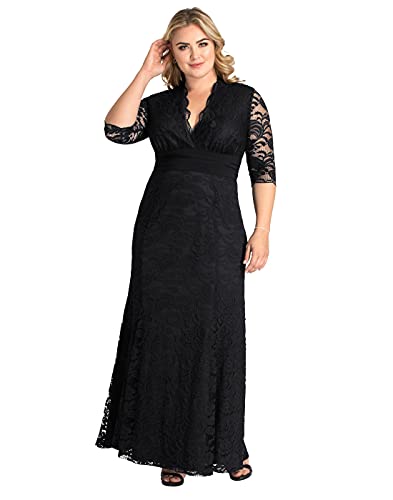 Kiyonna Women's Plus Size Screen Siren Lace Gown 2X Onyx