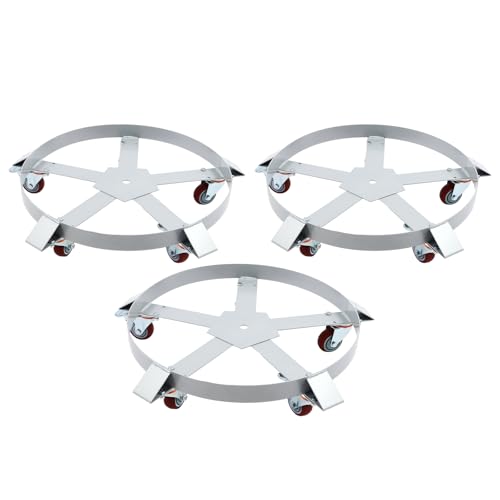 LIAPDG 55 Gallon Drum Dolly Stand, Barrel Dolly Cart Steel Barrel Capacity 907 Kg/2000 Lbs with 8 Universal Wheels (with Brakes) in Workshops, Factories (Product Size: 76*73*19.8cm/29.92*28.74*7.8in)